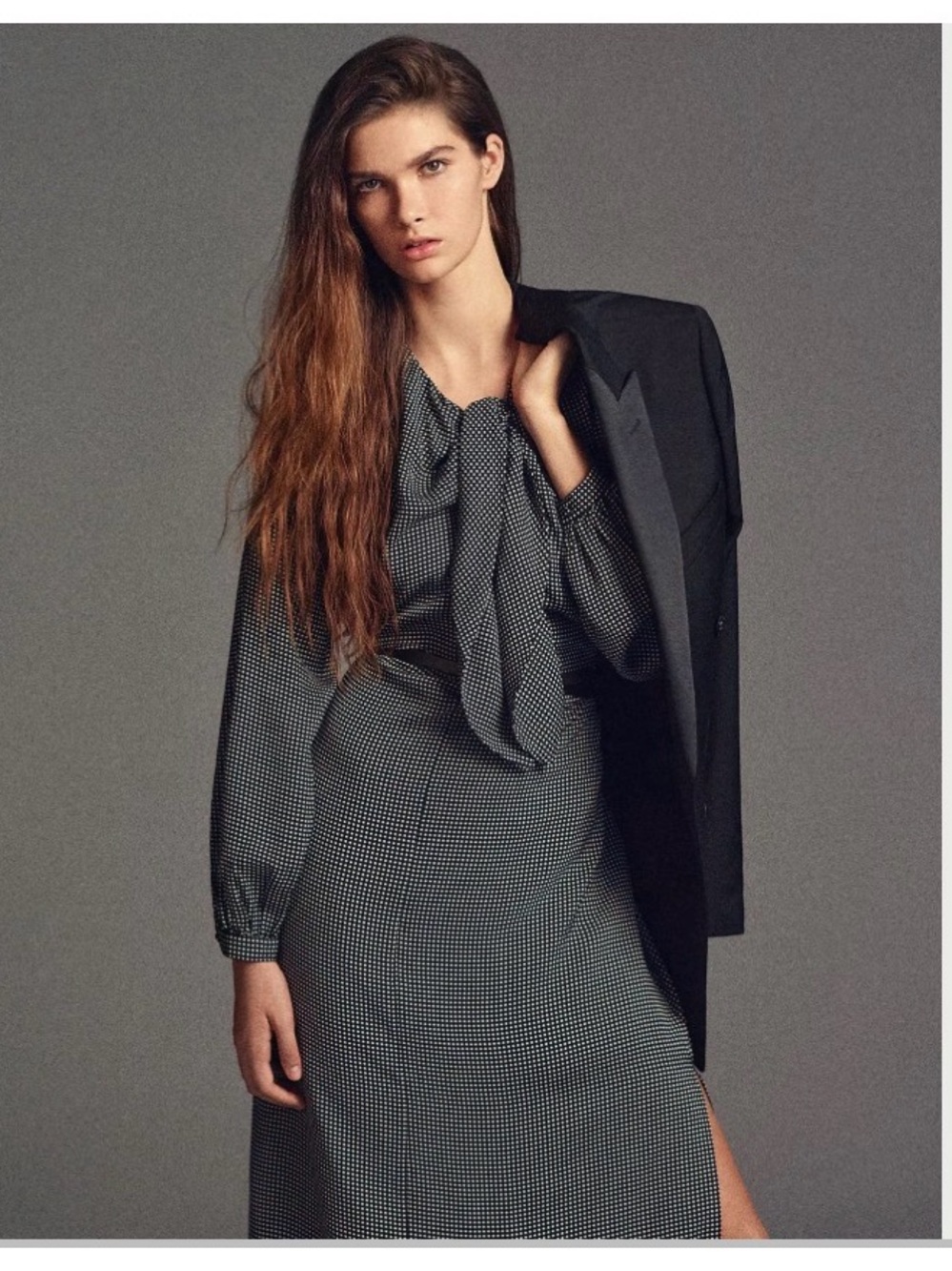 J. Crew Black and White Scarf-Neck Midi Shift Dress